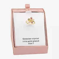 Sparkle Allure Womens Multi Color Crystal 14K Gold Over Brass Flower Cocktail Ring