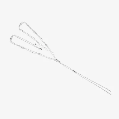 Vieste Rosa Silver Tone Pave Bolo Womens 22 Inch Y Necklace