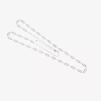 Vieste Rosa Silver Tone Pave Rectangular Womens 36 Inch Link Chain Necklace