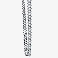 Mens Genuine White Zirconia Stainless Steel 24 Inch Pendant Necklace