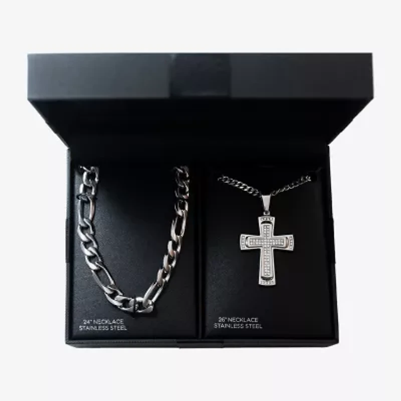 Mens Zirconia Stainless Steel 2-pc. Jewelry Set