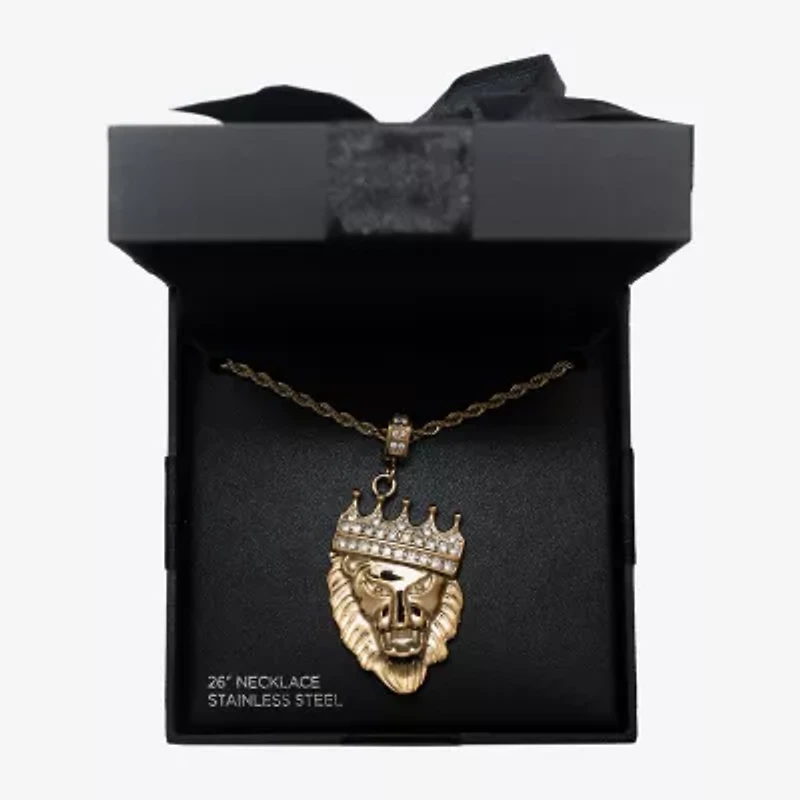 Mens Zirconia Stainless Steel 26 Inch Pendant Necklace