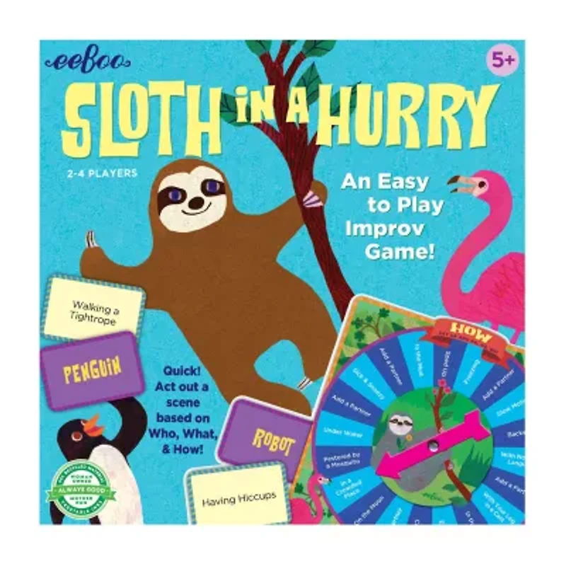 Eeboo Sloth In A Hurry Action Board Game 141-pc. Board Game