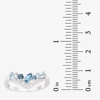 Womens Genuine Blue Topaz Sterling Silver Chevron Cocktail Ring