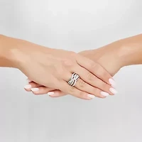 (H-I / Si1) Womens 1 1/2 CT. T.W. Lab Grown White Diamond 10K Gold Crossover Band