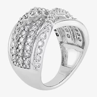 (H-I / Si1) Womens 1 1/2 CT. T.W. Lab Grown White Diamond 10K Gold Crossover Band