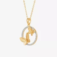 (H-I / Si1-Si2) Womens 1/10 CT. T.W. Lab Grown White Diamond 14K Gold Over Silver Sterling Silver Butterfly 18 Inch Pendant Necklace