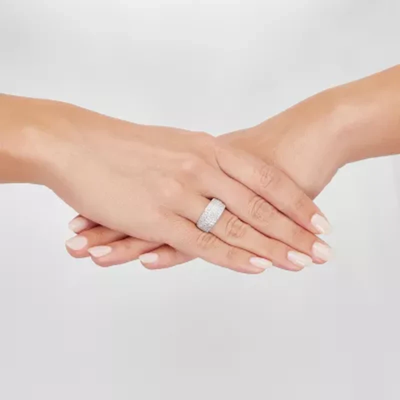 (H-I / Si2) Womens 2.5MM 1 CT. T.W. Lab Grown Diamond Sterling Silver Band