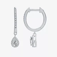 Ever Star (H-I / Si2-I1) Womens 1/2 CT. T.W. Lab Grown White Diamond 10K White Gold 22.4mm Pear Hoop Earrings