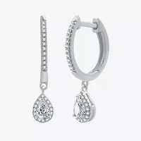 Ever Star (H-I / Si2-I1) Womens 1/2 CT. T.W. Lab Grown White Diamond 10K White Gold 22.4mm Pear Hoop Earrings