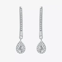 Ever Star (H-I / Si2-I1) Womens 1/2 CT. T.W. Lab Grown White Diamond 10K White Gold 22.4mm Pear Hoop Earrings