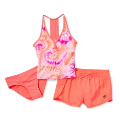 ZeroXposur Big Kid Girls Tie Dye 3-pc. Tankini Set