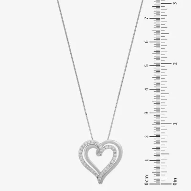 (H-I / Si1) Womens 1/3 CT. T.W. Lab Grown White Diamond Sterling Silver Heart 18 Inch Pendant Necklace