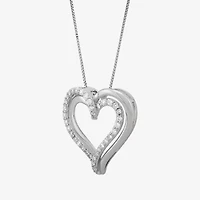 (H-I / Si1) Womens 1/3 CT. T.W. Lab Grown White Diamond Sterling Silver Heart 18 Inch Pendant Necklace