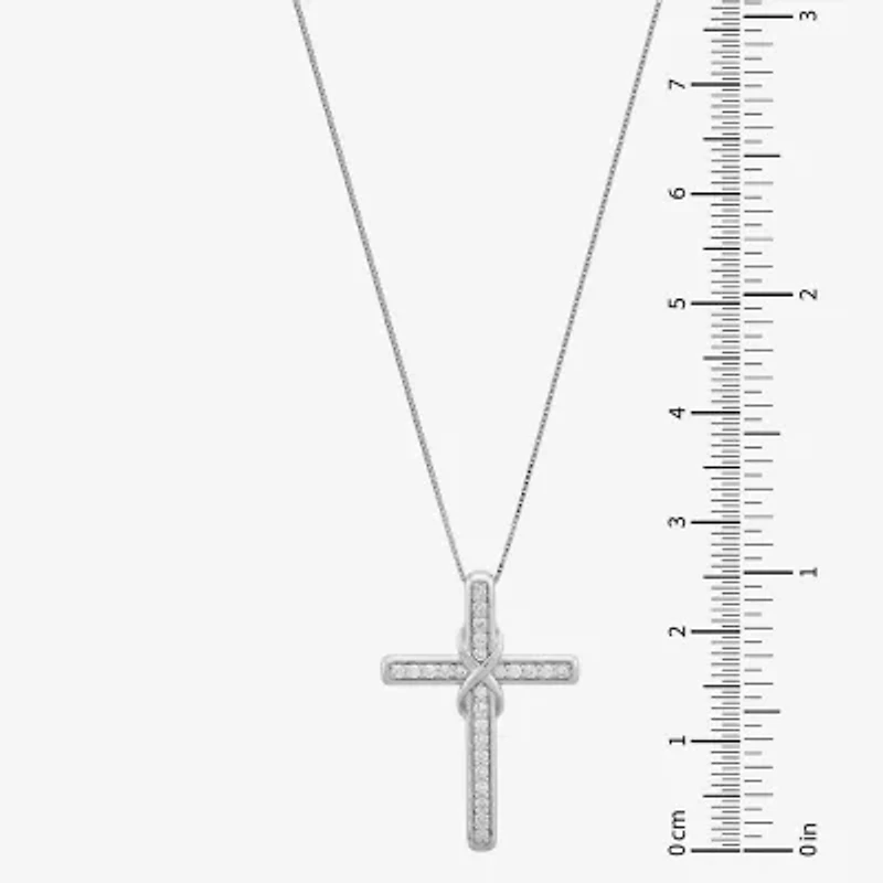 (H-I / Si1) Womens 1/4 CT. T.W. Lab Grown White Diamond Sterling Silver Cross 18 Inch Pendant Necklace
