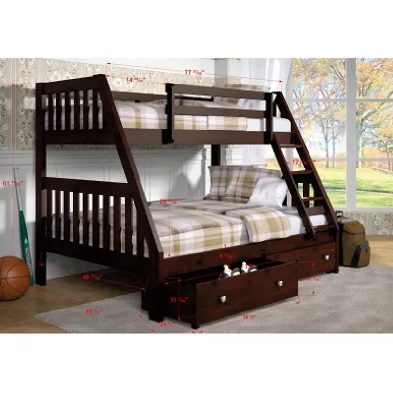 Austin Mission Twin over Full Bunk Bed with Dual Underbed Drawers