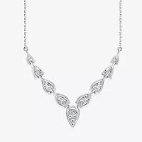 Diamond Blossom (G / Si2) Womens White Diamond 10K White Gold Chevron Necklace
