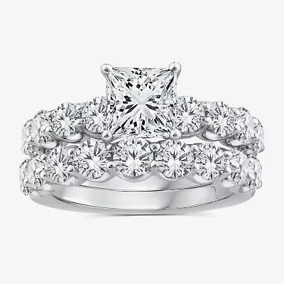 Signature By Modern Bride (G / Si1-Si2) Womens 4 CT. T.W. Lab Grown White Diamond 14K White Gold Side Stone Bridal Set