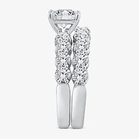 Signature By Modern Bride (G / Si1-Si2) Womens 4 CT. T.W. Lab Grown White Diamond 14K White Gold Side Stone Bridal Set