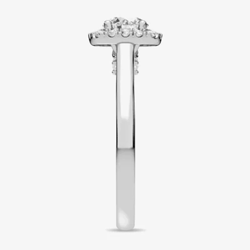 1 CT. T.W. Lab-Grown (G-H / SI1-SI2) Diamond Cushion Halo Engagement Ring 10K Gold