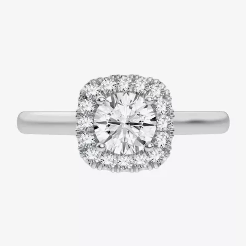 1 CT. T.W. Lab-Grown (G-H / SI1-SI2) Diamond Cushion Halo Engagement Ring 10K Gold