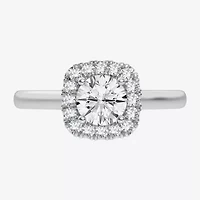 1 CT. T.W. Lab-Grown (G-H / SI1-SI2) Diamond Cushion Halo Engagement Ring 10K Gold