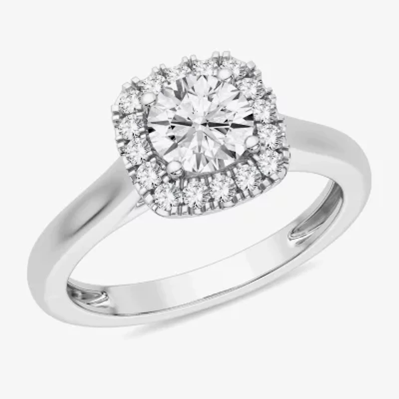 1 CT. T.W. Lab-Grown (G-H / SI1-SI2) Diamond Cushion Halo Engagement Ring 10K Gold