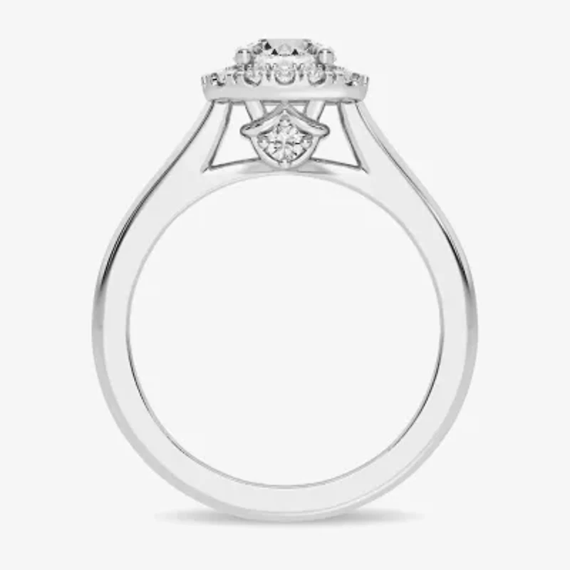 1 CT. T.W. Lab-Grown (G-H / SI1-SI2) Diamond Cushion Halo Engagement Ring 10K Gold