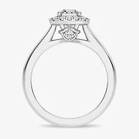 1 CT. T.W. Lab-Grown (G-H / SI1-SI2) Diamond Cushion Halo Engagement Ring 10K Gold