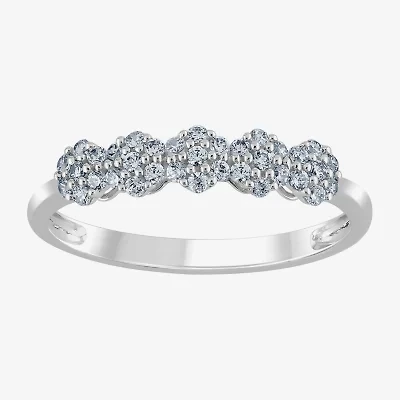 Diamond Blossom (H-I / I1) Womens 2MM 1/4 CT. T.W. Lab Grown White Sterling Silver Band