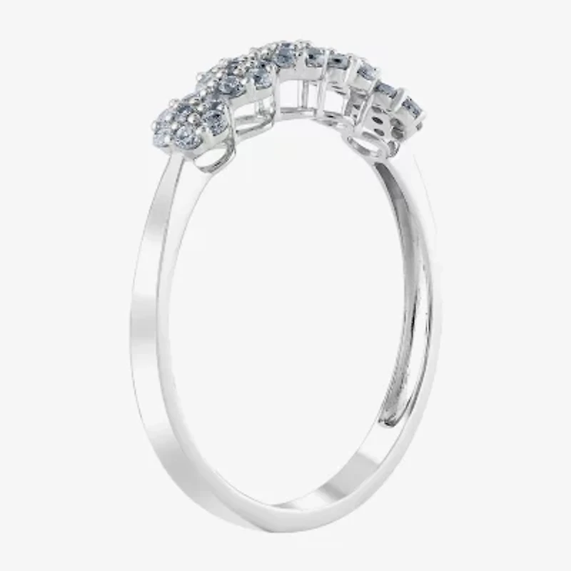 Diamond Blossom (H-I / I1) Womens 2MM 1/4 CT. T.W. Lab Grown White Sterling Silver Band