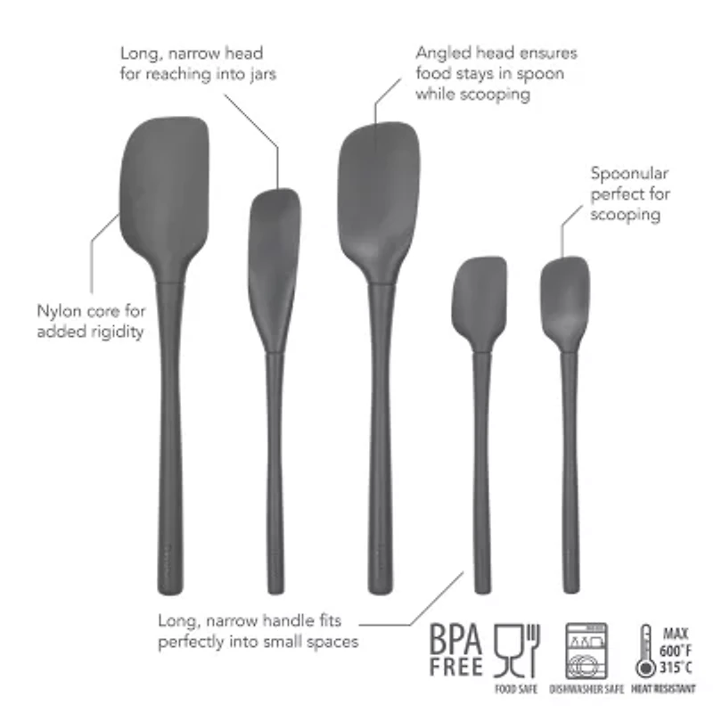 Tovolo Flex-Core All Silicone 5-pc. Spatula Set
