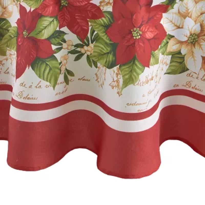 Elrene Home Fashions Red & White Poinsettia 70'' Round Tablecloth