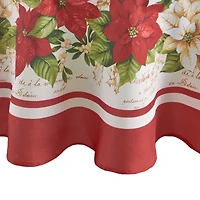 Elrene Home Fashions Red & White Poinsettia 70'' Round Tablecloth