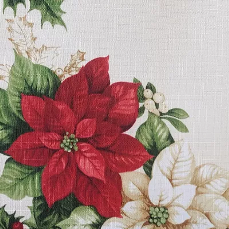 Elrene Home Fashions Red & White Poinsettia 70'' Round Tablecloth