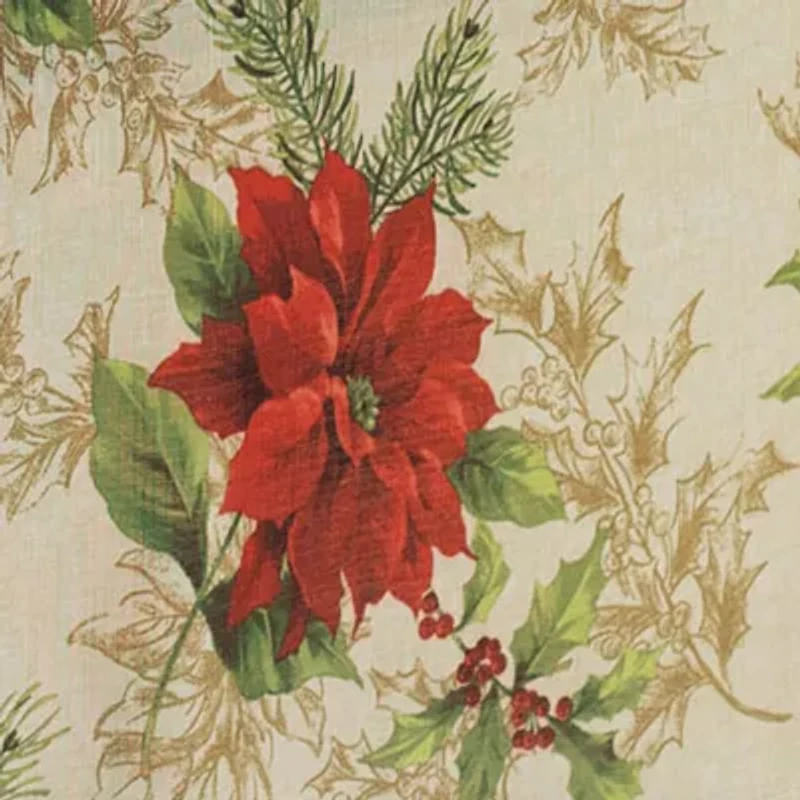 Elrene Home Fashions Festive Poinsettia Tablecloth