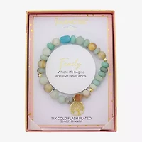 Footnotes Family Tree Charm Womens Multi Color 10K Gold Over Brass Beaded Bracelet