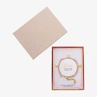 Footnotes Multi Strand Charm Womens Pink Quartz 10K Gold Over Brass Butterfly Flower Heart Bolo Bracelet