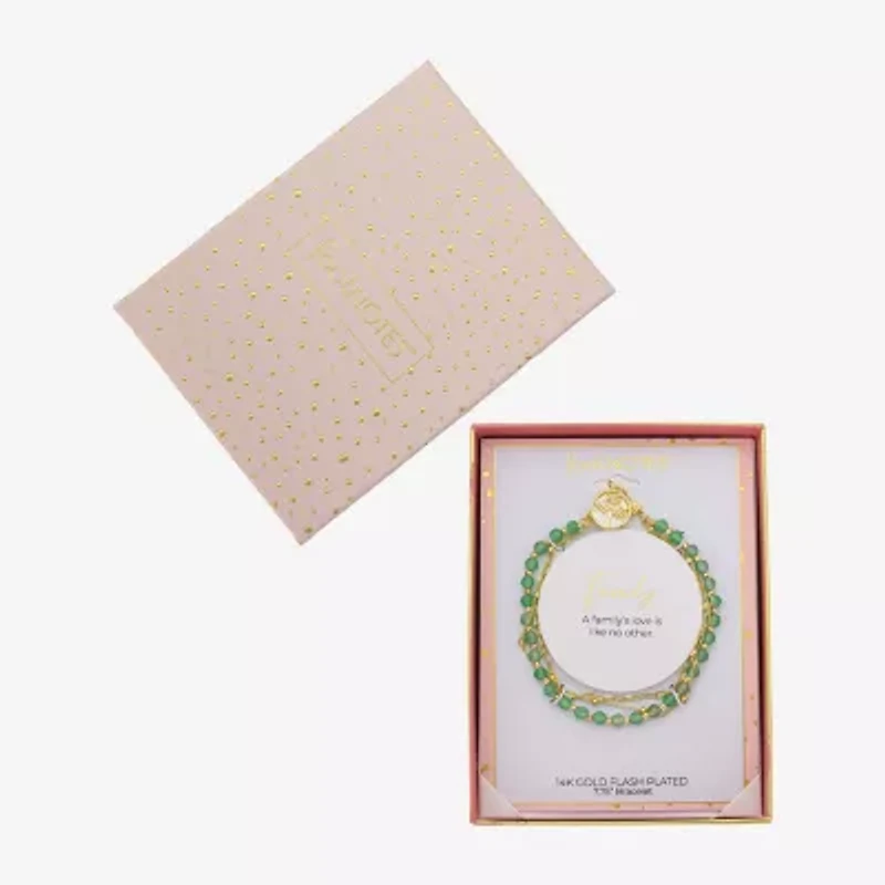 Footnotes Family Tree Charm Multi Strand Womens Green Aventurine 10K Gold Over Brass Strand Bracelet