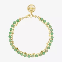 Footnotes Family Tree Charm Multi Strand Womens Green Aventurine 10K Gold Over Brass Strand Bracelet