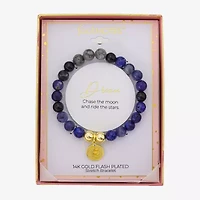 Footnotes Charm Stretch Womens Blue Sodalite 10K Gold Over Brass Moon Beaded Bracelet