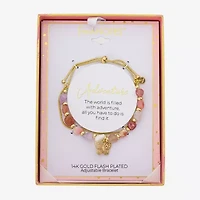 Footnotes Multi Strand Charm Beaded Womens Multi Color 10K Gold Over Brass Butterfly Bolo Bracelet