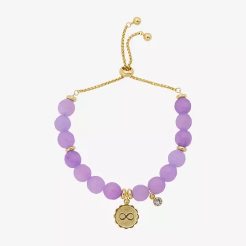 Footnotes Charm Beaded Womens Purple Amethyst 10K Gold Over Brass Infinity Bolo Bracelet