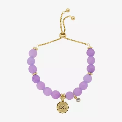Footnotes Charm Beaded Womens Purple Amethyst 10K Gold Over Brass Infinity Bolo Bracelet