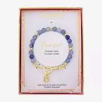 Footnotes Paw Charm Beaded Womens Blue Sodalite 10K Gold Over Brass Beaded Bracelet