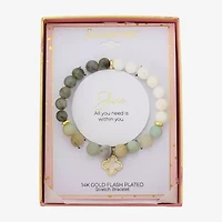 Footnotes Charm Stretch Womens Multi Color 10K Gold Over Brass Clover Beaded Bracelet