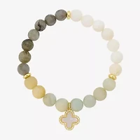 Footnotes Charm Stretch Womens Multi Color 10K Gold Over Brass Clover Beaded Bracelet