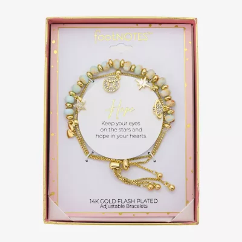 Footnotes Celestial Charm Beaded Womens Multi Color 10K Gold Over Brass Heart Star Bolo Bracelet