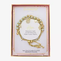 Footnotes Celestial Charm Beaded Womens Multi Color 10K Gold Over Brass Heart Star Bolo Bracelet