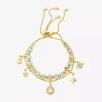 Footnotes Celestial Charm Beaded Womens Multi Color 10K Gold Over Brass Heart Star Bolo Bracelet